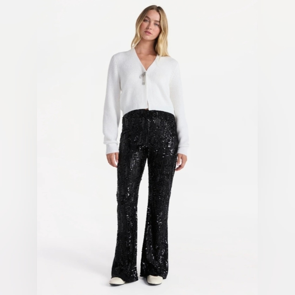 💎 *NW0T* No Boundaries Sequin Flare Pants - BLACK 💎